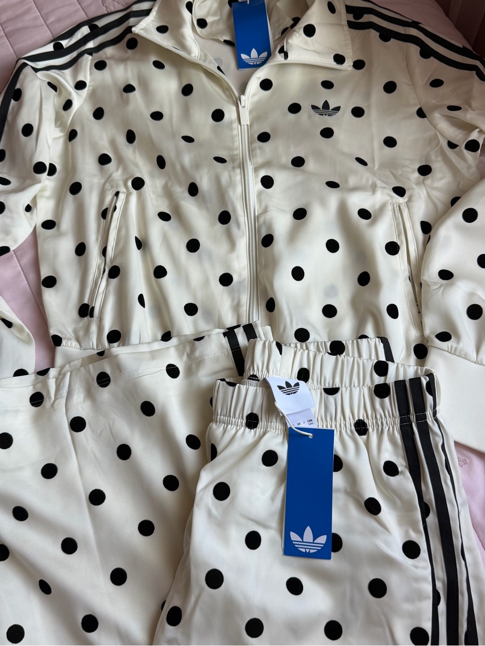 Adidas Women’s Polka Dot Track Pants & Jacket Set size M new